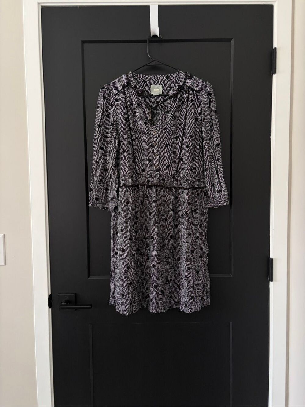 Maeve Anthropologie Galen Tassle Polka Dot Boho 3/4 sleeve Size Small